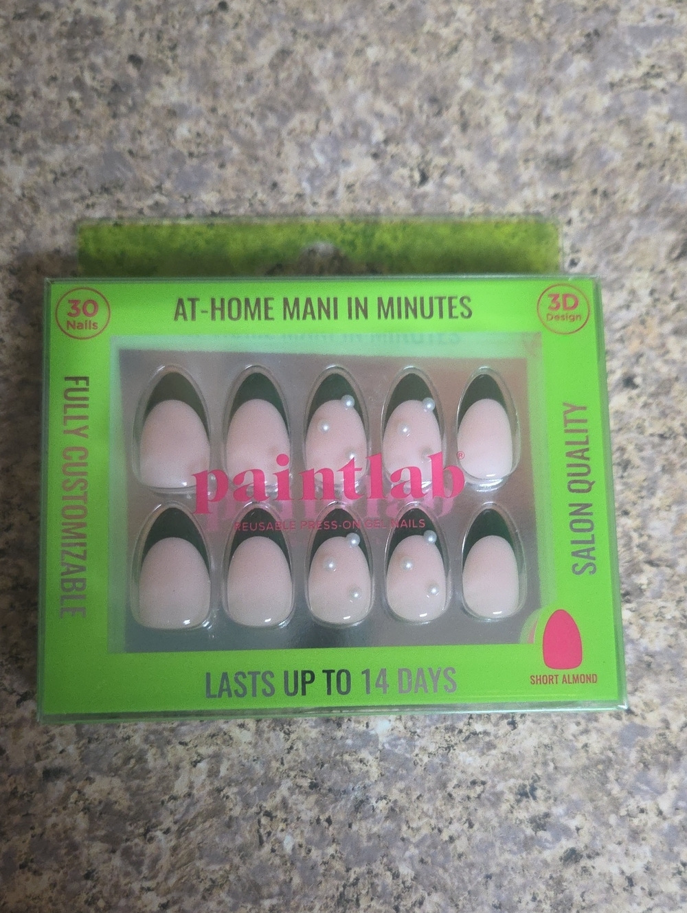 PaintLab Short Almond Press-On Nails - Forest Green